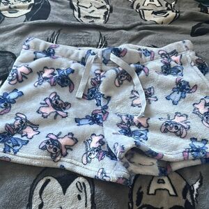 Disney Gray and Blue Pajama Shorts with Angel and Stitch Print
